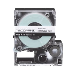 Casete de Etiquetas de Vinilo de Cinta Continua Panduit T075X000VPM-BK Color Negro Sobre Blanco, Uso Interior/ Exterior, 18 MM de Ancho X 7 Metros de Largo