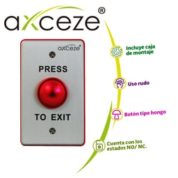 Boton Liberador Axceze AX-B70R Tipo Hongo/Metalico/Color Rojo