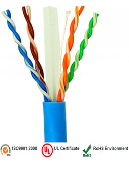 Bobina de Cable UTP CAT6 Saxxon OUTP6COP100B 4 Pares 100% Cobre 100 Metros, Color Azul para Interior