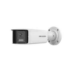 Camara Bala IP Hikvision DS-2CD2T46G2P-ISU/SL(C) 4MPX/2 Lentes de Lente 2.8MM/40MTS IR/Exterior IP67/Luz Intermitente y Alerta de Audio/Audio Bidireccional/Acusense/WDR 120DB/Micro SD/Panoramica 180°