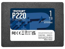 Unidad de Estado Sólido SSD 1TB Patriot P220S1TB25/SATA III/550MB/S de Lectura/2.5"