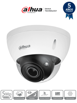 Camara Mini Domo IP Dahua DH-IPC-HDBW5541E-ZE/2592x1944 Pixeles/2.7-13.5 mm/5MP/IP67/IK10/EPOE/E/S de Alarma y Audio/Micro SD