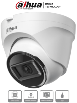 Camara Domo IP Dahua DH-IPC-T1E20 2MPX, Lente 2.8 MM y 99° de Vision, IR de 30MTS, IP67, POE, DWDR, 3D NR, HLC, BLC