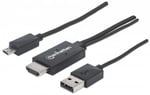 Cable MHL Manhattan Micro USB a HDMI, + USB-A P/Alimentacion, 151511