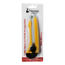 Cutter Plastico Nextep Grande Navaja 18MM Alma de Metal/Perilla Seguridad/NE-178MS