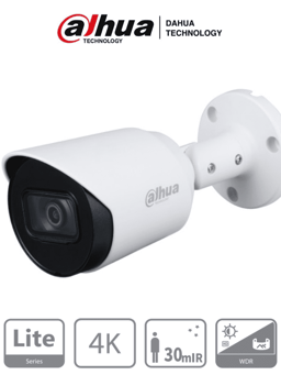 Camara Bullet 4K Dahua DH-HAC-HFW1801TN 8MP/Lente de 2.8 MM/106° de Apertura/IR de 30 Metros/Soporta: CVI, TVI, AHD, CVBS