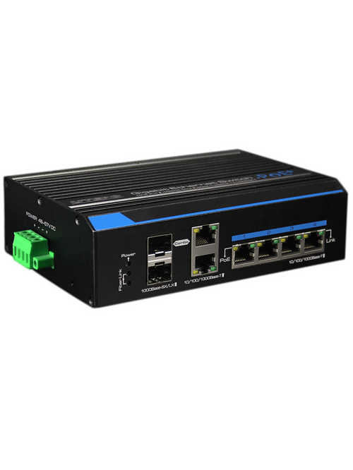 Switch Gigabit Industrial High Utepo POE 4 Puertos/ 802.3 AF/ 802.3AT/ 2 Puertos Combo Uplink Gigabit/ Hasta 60W por Puerto/ 120W Totales/ DIN Riel, UTP7204GE-HPOE