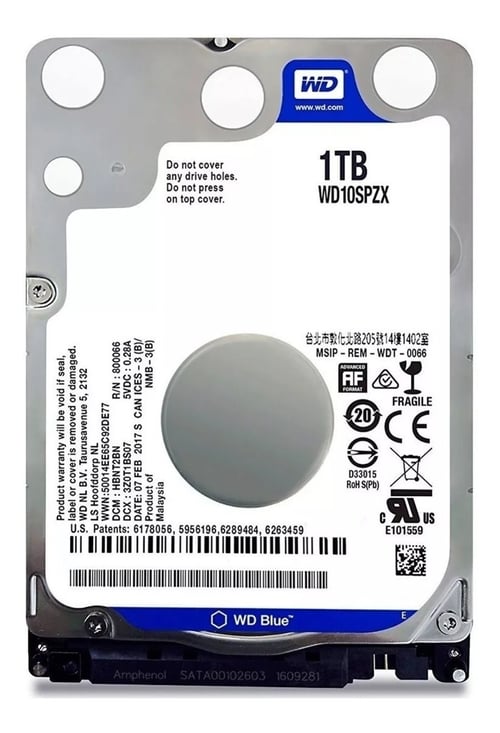 Disco duro Western Digital 1TB SATA 2.5" 5400RPM WD10SPZX