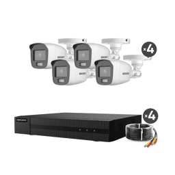 Kit TurboHD 1080P DVR 4 Canales Epcom B8-KIT-CV/A P, 4 Camaras Bala ColorVu Con Microfono Integrado/Fuente de Poder/Accesorios de Instalacion