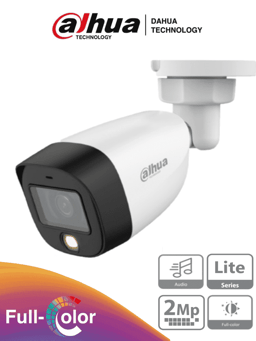 Camara Bullet Dahua DH-HAC-HFW1209CN-A-LED, Full Color 1080P, Lente de 2.8 MM,106° de Apertura, Luz Blanca de 20MTS,DWDR