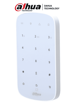 Teclado Inalambrico Touch Dahua DHI-ARK30T-W2/Interior/Para Armado y Desarmado/Hasta 32 Usuarios Con PIN/Tarjetas MIFARE/Indicadores LED de Status del Panel/Alarma de Bateria Baja
