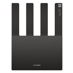 Router Inalambrico Huawei 53030CSM 2.4-5GHZ/Doble Banda/4 Puertos RJ-45 3570MBIT/S WLAN/Hasta 120M2/Wi-Fi 7/4 Antenas Externas/3600MBPS/Negro