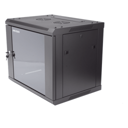 Gabinete para Montaje en Pared - Piso Hikvision DS-XS6409-S/B con Puerta de Cristal Templado/Cuerpo Fijo/9 Unidades de Rack/19"/Fabricado en Acero