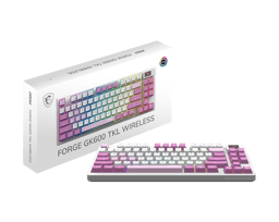 Teclado Inalambrico Mecanico MSI FORGE GK600 TKL W VIOLET US RGB/Ingles/Color Blanco-Rosa