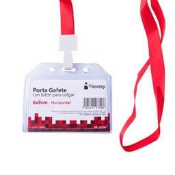Paquete con 12 Piezas de Porta Gafete Nextep NE-352HL de Plástico Flexible/6 x 9 cm/Con Listón para Colgar/Horizontal
