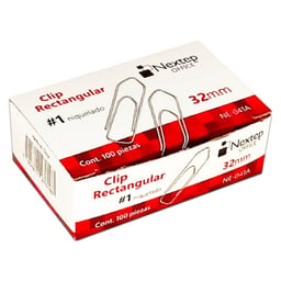 Paquete De 10 Cajas De Clips Nextep NE-041A De #1 32MM / Niquelado / Con 100 Clips Cada Caja