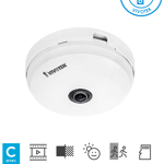 Camara IP Fisheye de Interior Vivotek FE9180-H 5MP/ Vision Hemisferica 360º/ Smart Stream III/ WDR Pro/ 3DNR/ Microfono Integrado/ Ranura de Tarjetas MicroSD/ Onvif