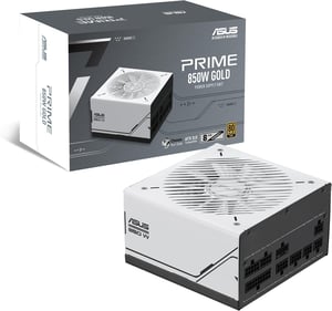 Fuente de Poder ASUS Prime 850W Gold AP-850G, 80 PLUS Gold, ATX 3.0, Totalmente Modular, Blanco con Negro