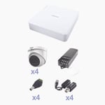 Kit TurboHD con Audio Epcom 1080P/ DVR 4 Canales/ 4 Camaras Domo/ Fuente de Poder/ H.265+/ Microfono Integrado, KEVTX8T4EG/A