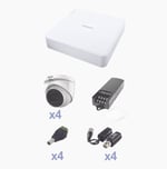 Kit TurboHD con Audio Epcom 1080P/ DVR 4 Canales/ 4 Camaras Domo/ Fuente de Poder/ H.265+/ Microfono Integrado, KEVTX8T4EG/A