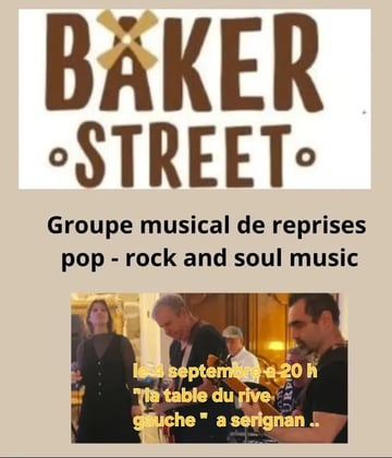 Resto concert avec baker street  " la table du rive gauche " a sérignan 
