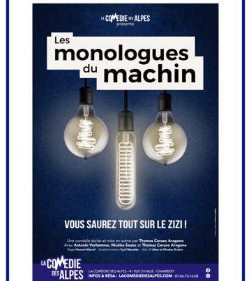Pièce de théâtre a la comédie des alpes les monologues du machin