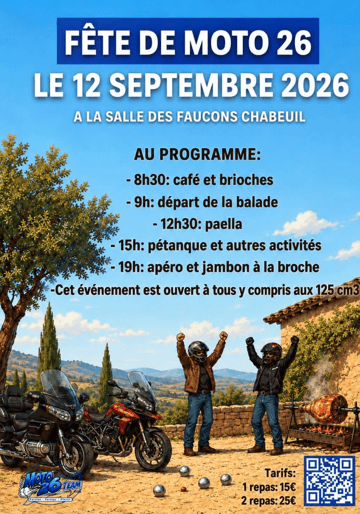 Journée motards ballade FÊTE DE LA MOTO 26 bbq pétanque et plus si affinité 😂