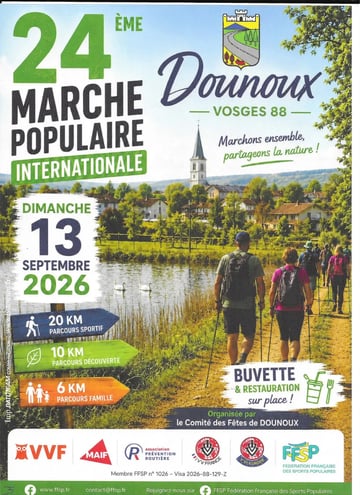 BIS-Marche populaire de Dounoux Vosges 88 le Dimanche 13 Septembre 2026 à 6H45