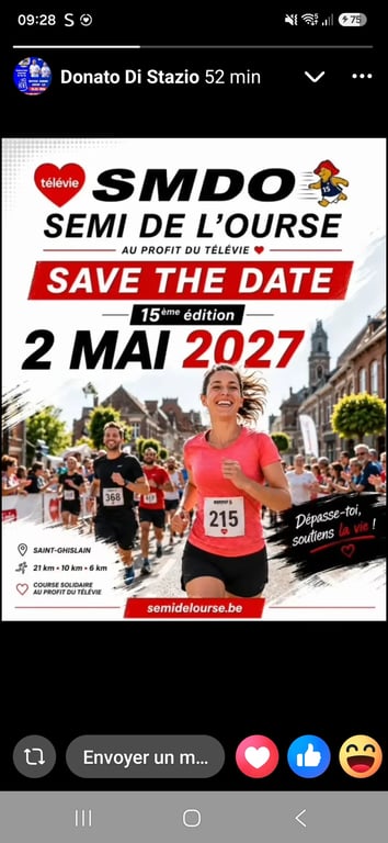 Le semi marathon de l ours de saint ghislain  au profit du télévie 
