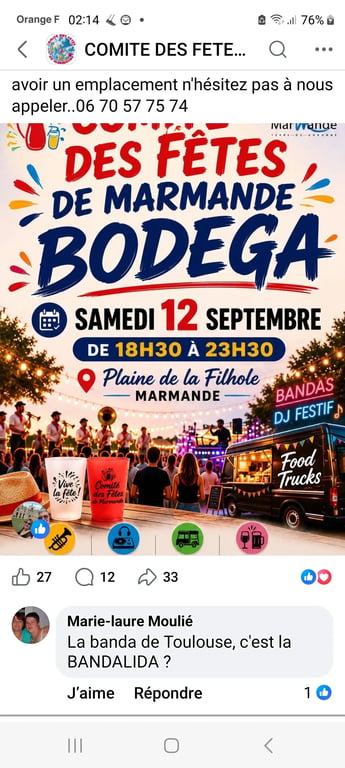 Soirée Bodega le samedi 12 septembre à la Filhole. Restaurant 20 rue Labat Marma
