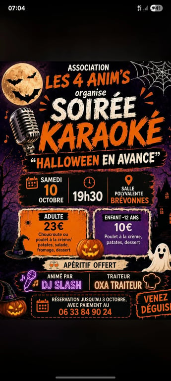 Karaoke. Repas. Déguisement 