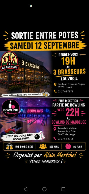 Resto les 3 brasseurs et bowling sur Maubeuge 