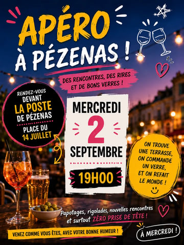 Apéro rencontres à pezenas anciens,  nouveaux membres.