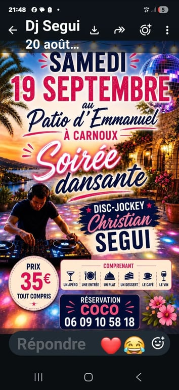 Repas dansant patios d Emmanuel 