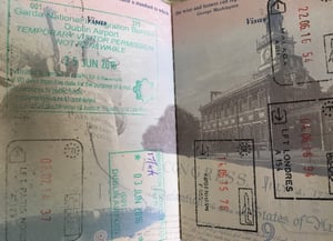 Entry and exit stamps in a U.S. Passport