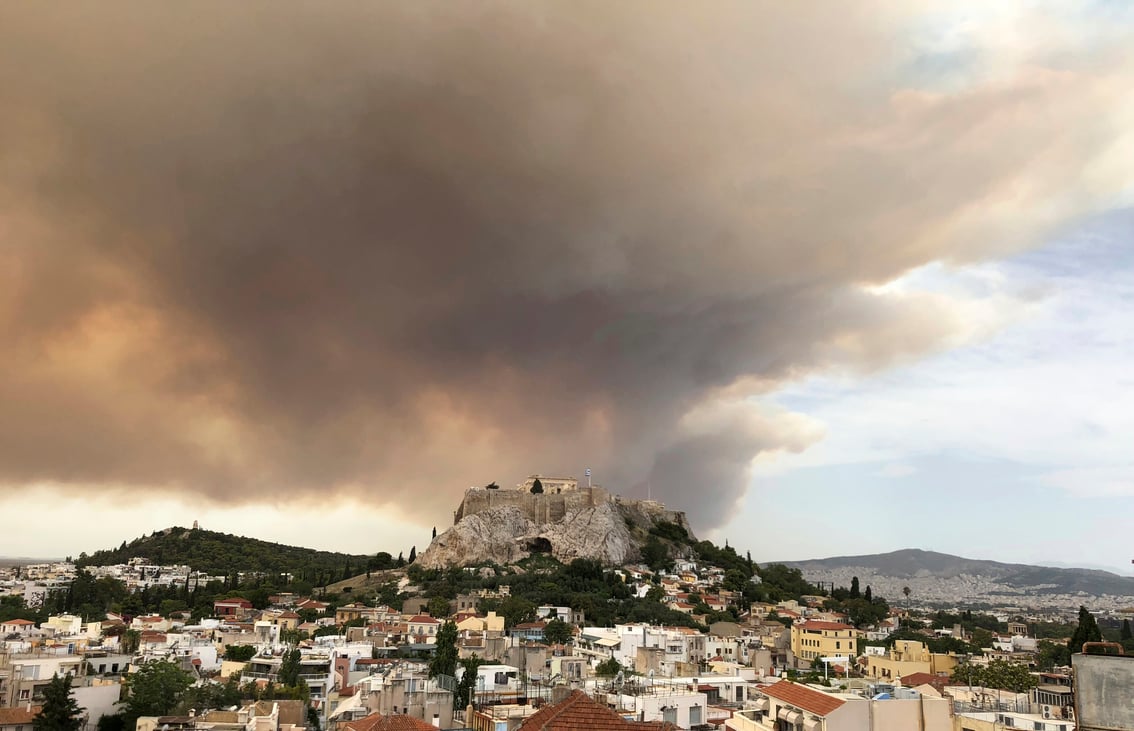Residents Flee Forest Fire Near Greek Capital of Athens | Courthouse ...