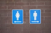 Gender signs point the way to restrooms.