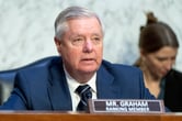 Lindsey Graham sits in a chair during a Senate Judiciary Committee hearing.