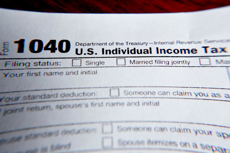 A 1040 federal tax form.