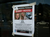 A missing person poster for Gabby Petito posted in Jakson, Wyo.