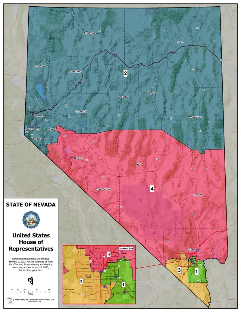 Map of Nevada's congressional districts.