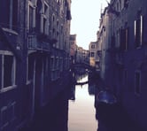Venice canal at dusk.