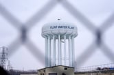 A Flint Water Plant water tower.