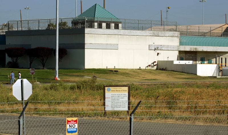 The exterior of the Federal Correctional Institution in Dublin, Calif.
