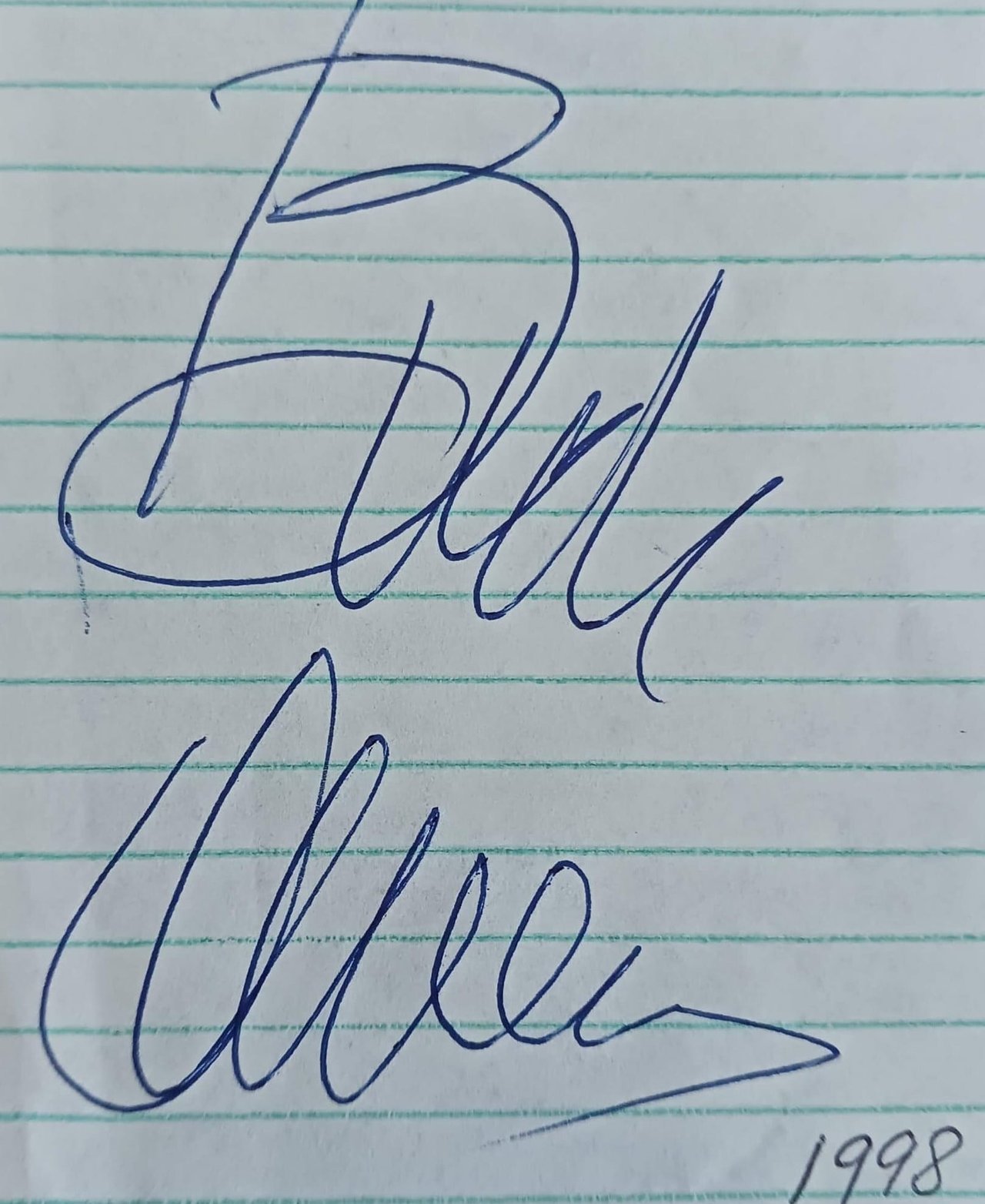 Autograph in a notepad.