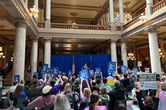 A transgender rights rally at the Indiana Statehouse