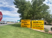 Anti-abortion signs along road