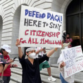 Pro-DACA demonstrators outside the Fifth Circuit