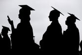 Silhouette of graduating students