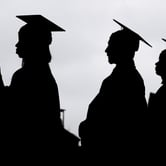 Silhouette of graduating students